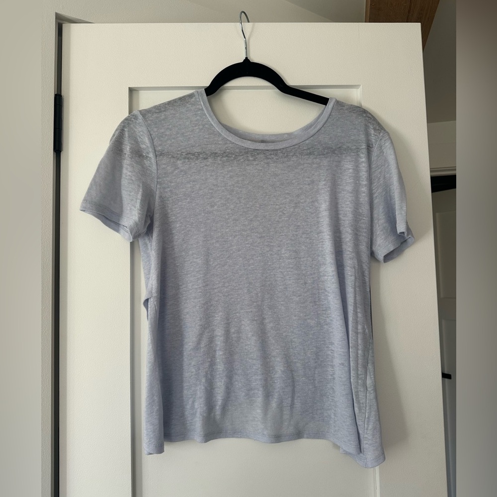 Banana Republic Light Blue Cross Back Linen Blend Tee - Size XS